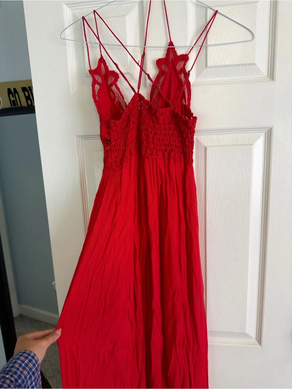 Free People Adella Red Lace-Trim Maxi Dress
